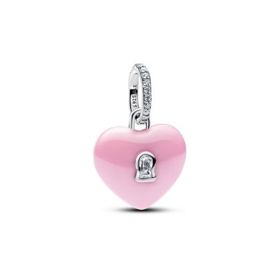 Pandora Charm-Anhänger Rosafarbenes Keramik Herzschloss 794424C01