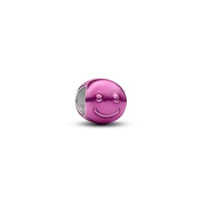 Pandora Mini-Charm Glückliches Gesicht Rosa Sterling-Silber 794815C01