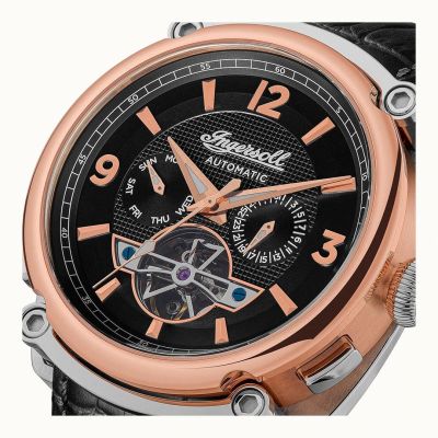 Ingersoll I01102B Herren-Uhr The Michigan Analog Automatik Leder-Armband Ø 45 mm