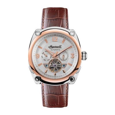 Ingersoll I01103B Herren-Uhr The Michigan Analog Automatik Leder-Armband Ø 45 mm