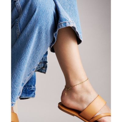 Fossil Fußkettchen Damen Heritage D-Link Metall Gold-Ton JA7279710