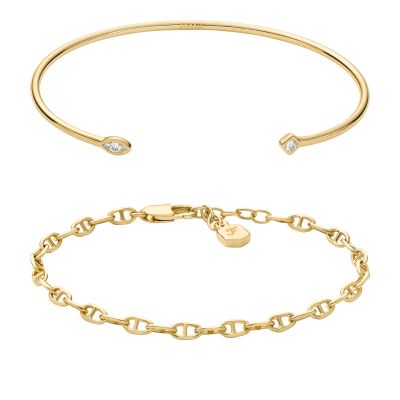 Fossil Armband-Set Heritage Combo Zirkonia Metall Gold-Ton JA7292SET