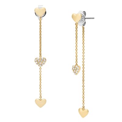 Fossil Ohrringe Damen Sutton Heartbeat Metall Gold-Ton JA7300710
