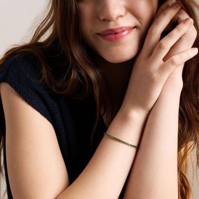 Fossil Tennisarmband Damen Ellis Pavé Glitz Metall Gold-Ton JA7342710