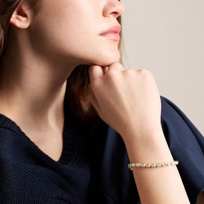 Fossil Tennisarmband Damen Ellis Pavé Glitz Metall Gold-Ton JA7343710