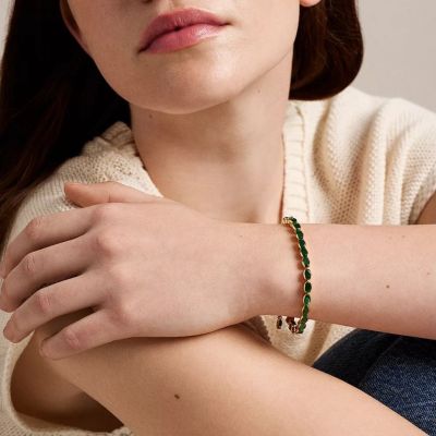 Fossil Tennisarmband Damen Ellis Pavé Glitz Metall Gold-Ton JA7344710