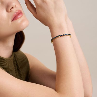 Fossil Tennisarmband Damen Ellis Pavé Glitz Metall Gold-Ton JA7345710