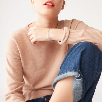 Fossil JF02854998 Armband Damen Tri-Ton Heart Edelstahl Vintage Motifs