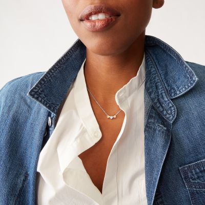 Fossil JF02856998 Kette Anhänger Tri-Tone Heart  Edelstahl Vintage