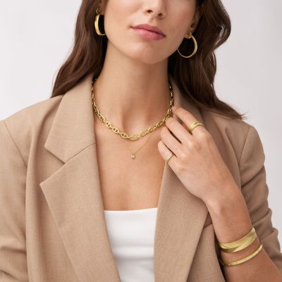 Fossil Armreif Damen Sadie Shine Bright Edelstahl Gold-Ton JF03872710