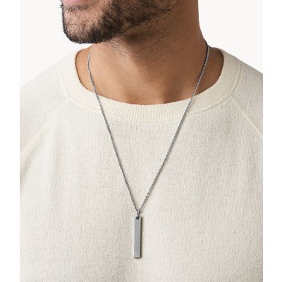 Fossil JF03988040 Halskette mit Anhänger Herren Gravierbar Edelstahl 55 cm