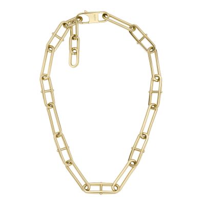Fossil JF04102710 Gliederhalskette Damen Heritage D-Link Edelstahl Gold-Ton