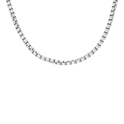 Fossil JF04505040 Kette Unisex All Stacked Up Edelstahl Silberfarben 46 cm