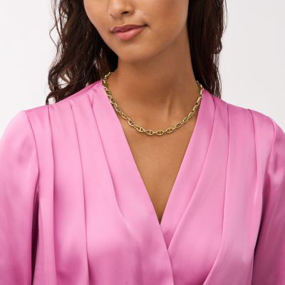 Fossil Halskette Damen Heritage D-Link Edelstahl Gold-Ton JF04521710