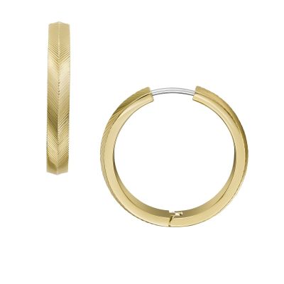 Fossil JF04537710 Creolen Ohrringe Damen Harlow Linear Texture Edelstahl Gold