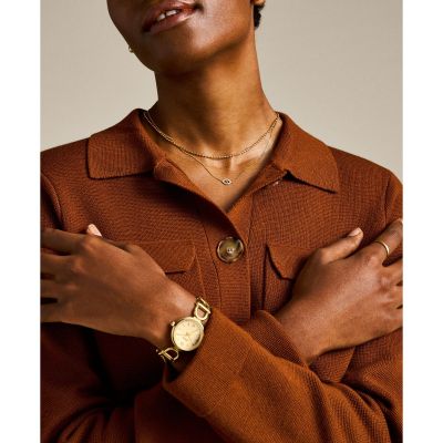 Fossil Halskette-Anhänger Damen Sutton Evil Eye Edelstahl Gold-Ton JF04792710