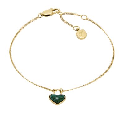 Fossil Armband Damen Heart Malachit Edelstahl Goldton JF04858710