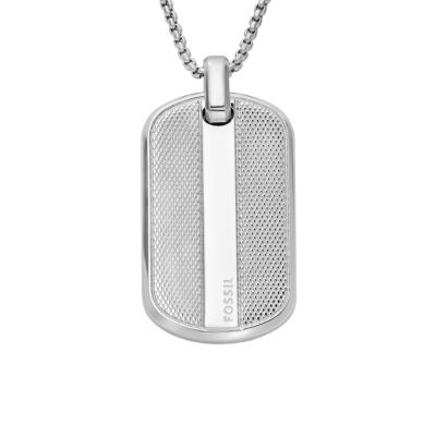 Fossil Halskette-Anhänger Herren Knurled Dog Tag Edelstahl JF04882040