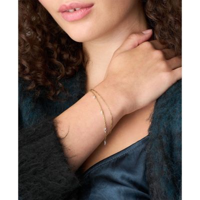 Fossil Armband Damen Ellis Shaky Glitz Edelstahl Goldton JF04895710