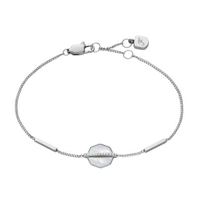 Fossil Armband Damen Perlmutt Zirkonia Edelstahl silberton JF04910040