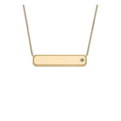 Fossil Halskette Damen Sadie ID-Plakette Edelstahl Gold-Ton JF04926710