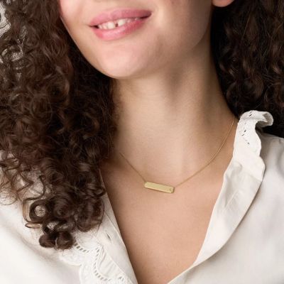 Fossil Halskette Damen Sadie ID-Plakette Edelstahl Gold-Ton JF04926710