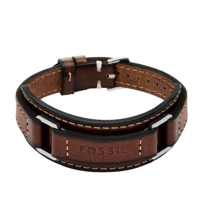Fossil Armband Herren Machine Edelstahl Braunes Leder JF04941040