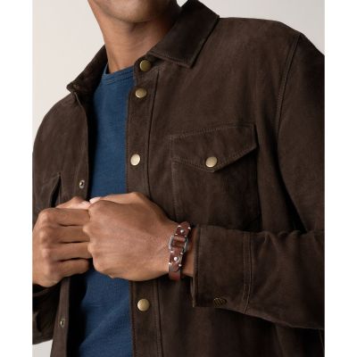 Fossil Armband Herren Machine Braun Leder Edelstahl JF04942040