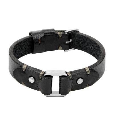 Fossil Armband Herren Machine Schwarz Leder Edelstahl JF04946040