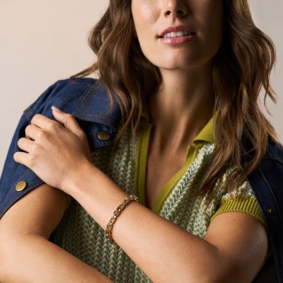 Fossil Armband Damen Raquel Bold Chains Edelstahl Gold-Ton JF04955710 