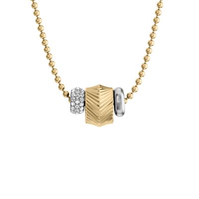 Fossil Halskette Damen Harlow Rondelles Edelstahl Gold-Ton JF04993998