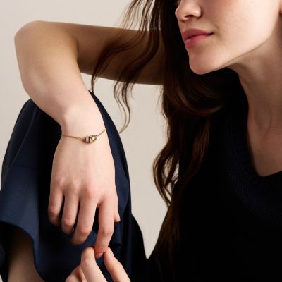 Fossil Armband Damen Harlow Rondelles Edelstahl Gold-Ton JF04995998