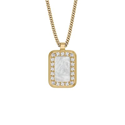 Fossil Halskette-Anhänger Raquel Glitz Edelstahl Gold-Ton JF04997710