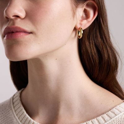 Fossil Creolen Damen Ellis Domed Medium Edelstahl Gold-Ton JF05002710
