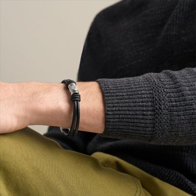 Fossil Armband Herren Machine Rondelles Edelstahl Leder JF05008040