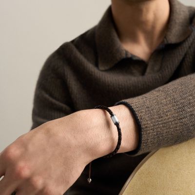 Fossil Armband Herren Machine Rondelles Edelstahl Leder JF05009998