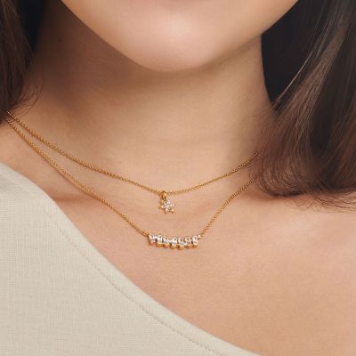 Thomas Sabo KE2095-414-14 Halskette Damen Weiße Steine Silber Vergoldet 