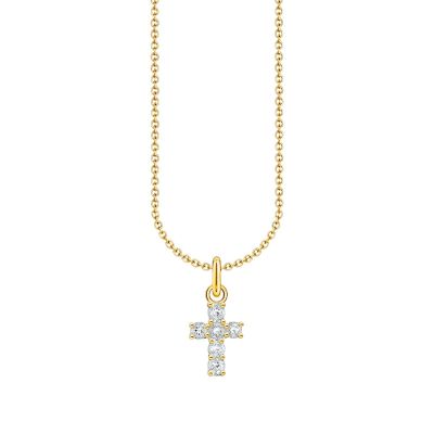 Thomas Sabo Halskette mit Anhänger Kreuz Zirkonia Vergoldet SCKE150402