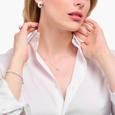 Thomas Sabo Halskette mit Anhänger Damen Stein Silber KE2279-051-14-L45V