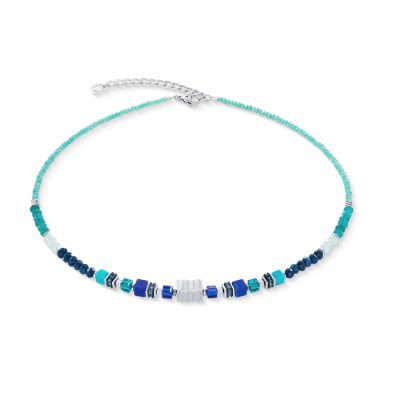 Coeur de Lion Halskette Wave Precious Flow Teal Silber-Ton 3046/10-0607