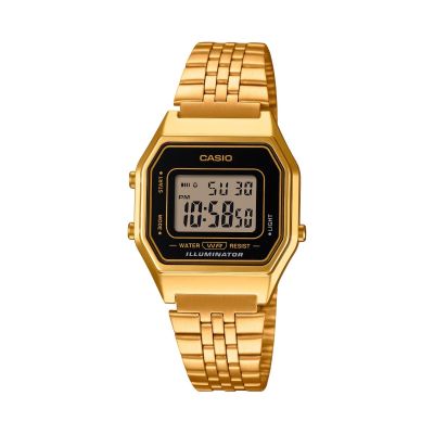 Casio Unisex-Uhr Vintage Quarz Edelstahl-Band Gold-Ton LA680WEGA-1ER