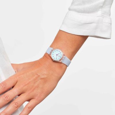 Swatch LK396 Armband-Uhr Damen Casual Blue Analog Quarz mit Silikon-Band
