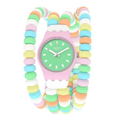 Swatch LP135B Armband-Uhr Damen Caramellissima S Quarz Kunststoff-Band Ø 25 mm