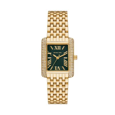 Michael Kors Damen-Uhr Emery Grün Quarz Edelstahl-Band Gold-Ton MK4742