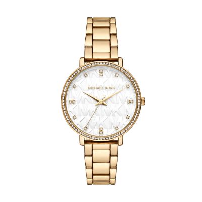Michael Kors Damen-Uhr Pyper Quarz Edelstahl-Armband Gold-Ton MK4919