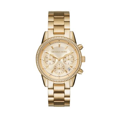 Michael Kors MK6356 Damen-Uhr Ritz Chronograph Quarz mit Edelstahl-Band