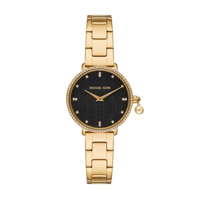 Michael Kors Damen-Uhr Pyper Mini Quarz Edelstahl-Band Gold-Ton MK7616