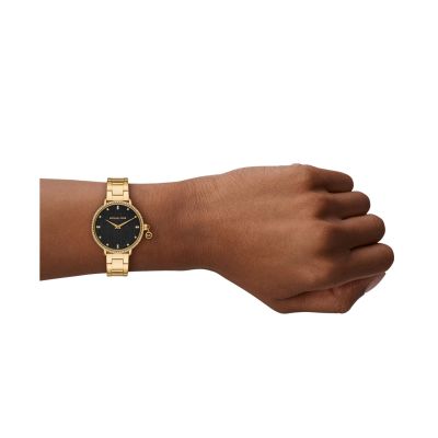 Michael Kors Damen-Uhr Pyper Mini Quarz Edelstahl-Band Gold-Ton MK7616