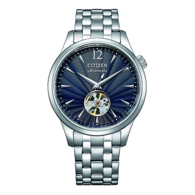 Citizen Herren-Uhr Klassik Blau Automatik Edelstahl-Armband NH9131-73L
