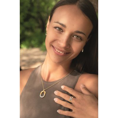 Viventy Halskette mit Anhänger Oval Zirkonia Silber Vergoldet 789162